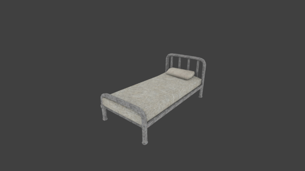 Oud metalen bed royalty-free 3d model - Preview no. 2