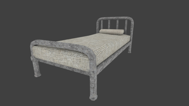 Oud metalen bed royalty-free 3d model - Preview no. 1