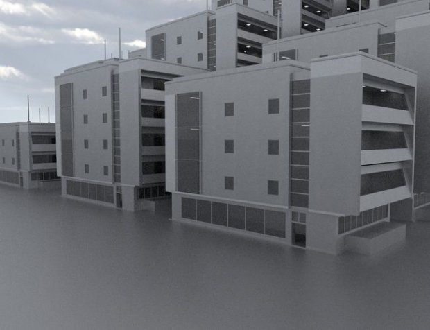 Set di edifici residenziali royalty-free 3d model - Preview no. 4