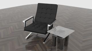 Chair and Table (Highpoly) 3d model