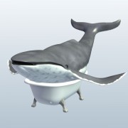 Whale in old fashion tub v1  3d model