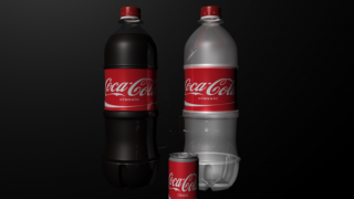 bottles and cans of coca cola 3d model