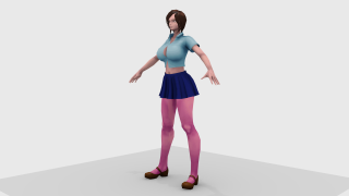 anime fighter girl 3d model