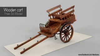 Wooden cart 3d model