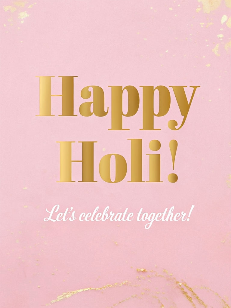 Elegant Holi Greeting Card Design with Gold Accents