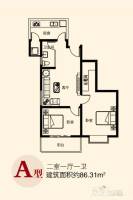 龙凤盛世2室1厅1卫86.3㎡户型图
