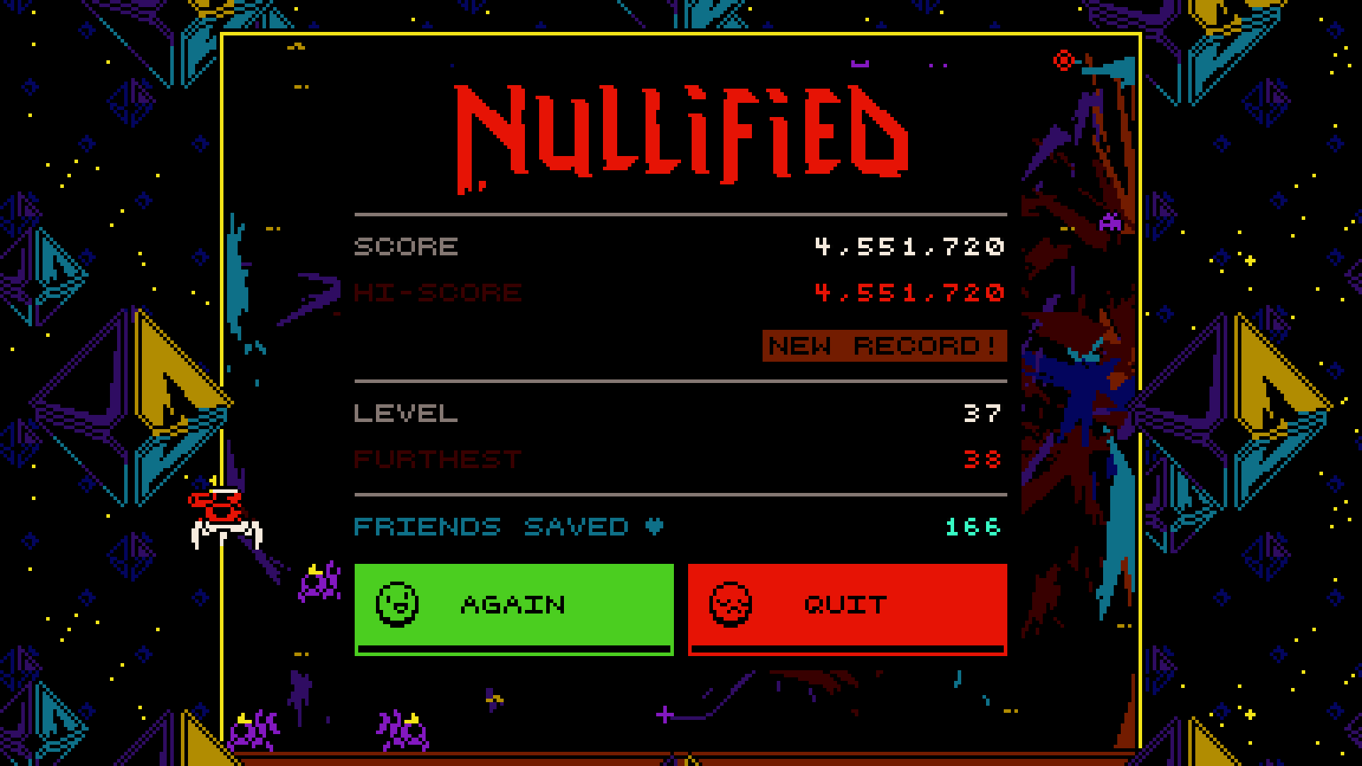 death screen with hi-score 4,551,720