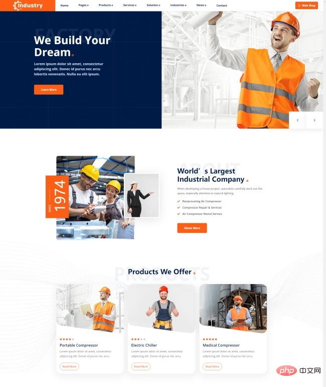 HTML5 modern industrial company promotional website template