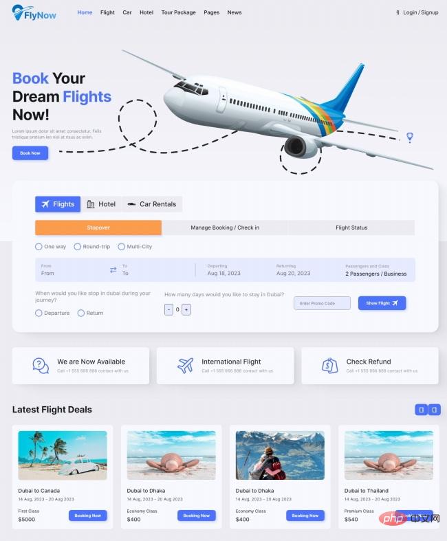 HTML5 air travel flight booking website template