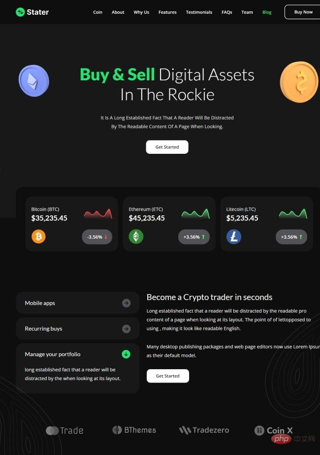 Virtual currency digital currency company website template