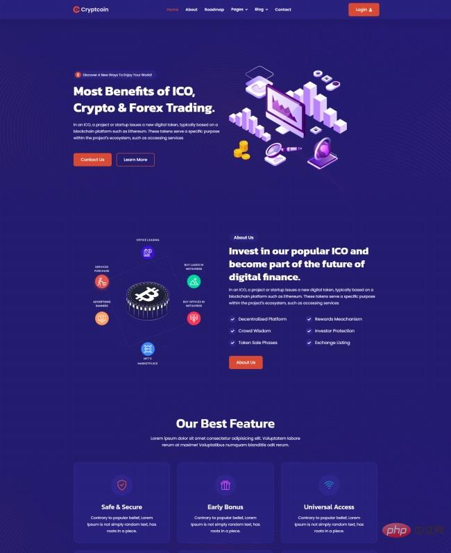 Purple style foreign exchange trading service website template