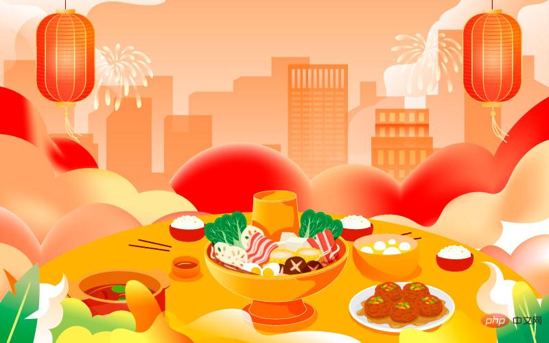 A table of sumptuous New Year’s Eve dinner vector material (EPS)