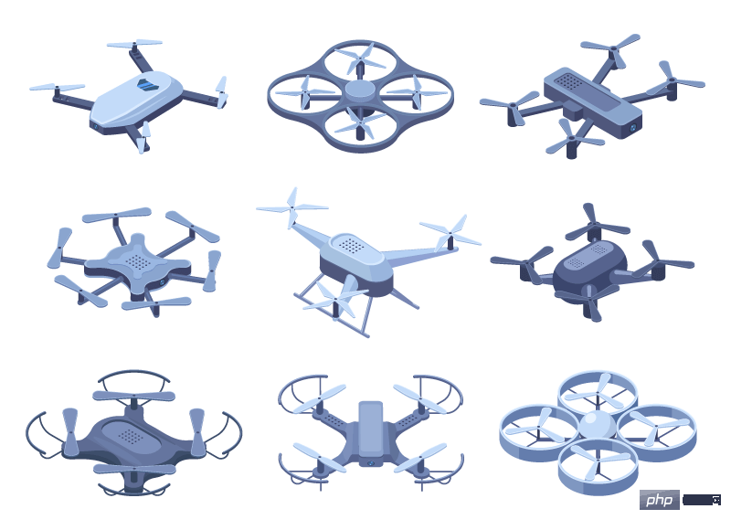 九個不同款式的無人機向量素材(EPS+PNG)