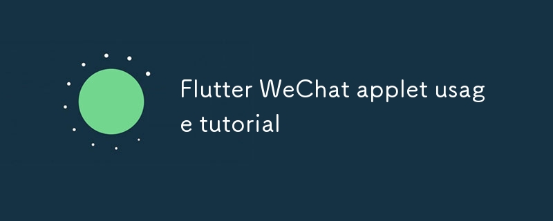 Flutter WeChat 애플릿 사용 튜토리얼