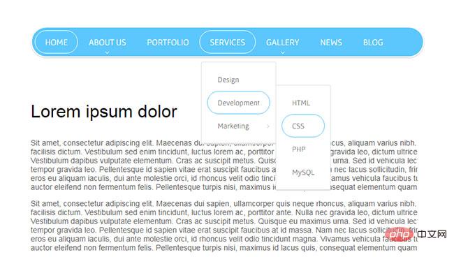 CSS3 universal top fixed navigation bar code