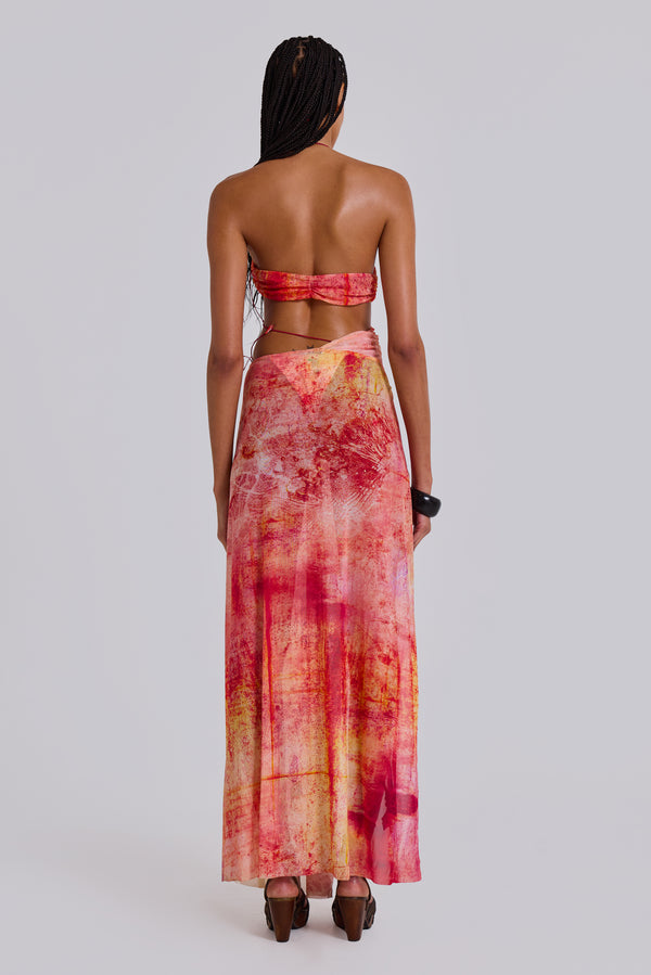 Cantha Asymmetric Cut Out Maxi Dress in Sunset