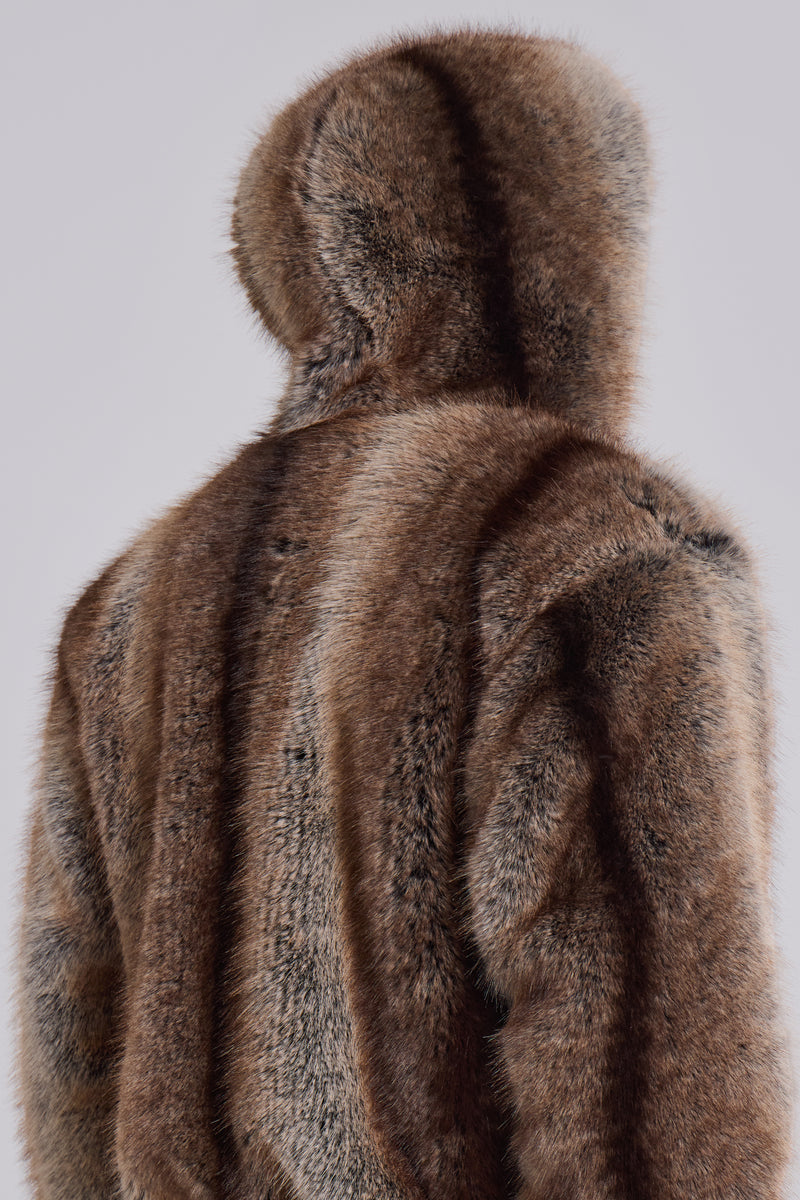 Bear Faux Fur Hooded Jacket