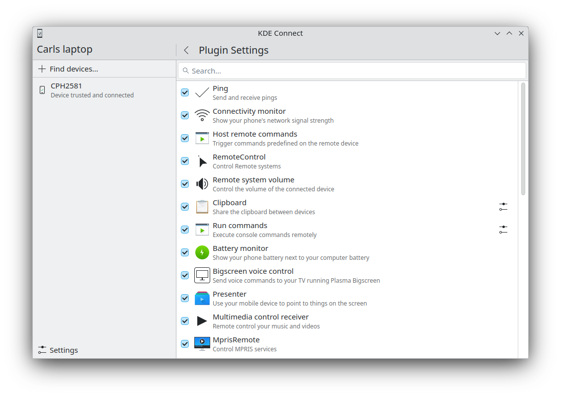 KDE Connect presenteert apparaten nu in een veel meer geordende wijze.