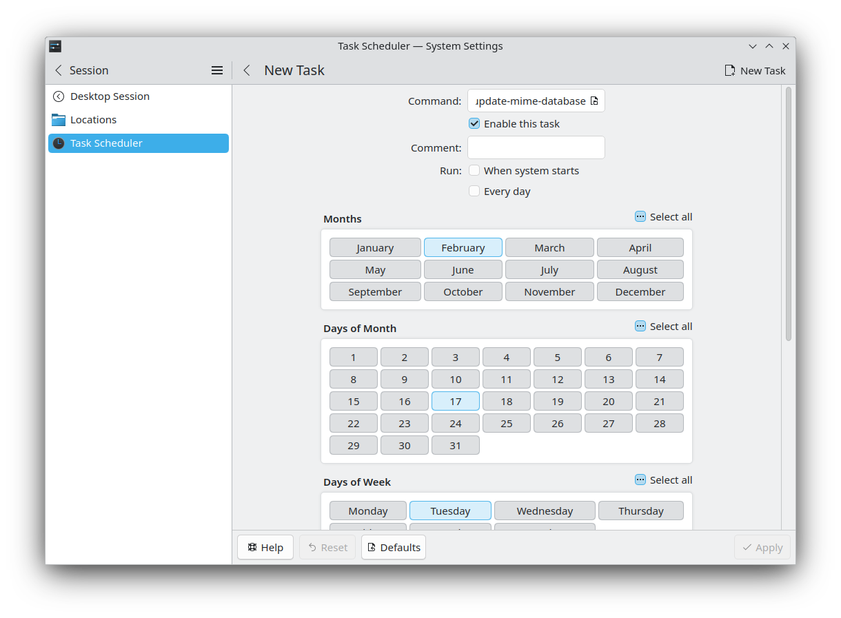 KCron simplifies programming scheduled tasks.