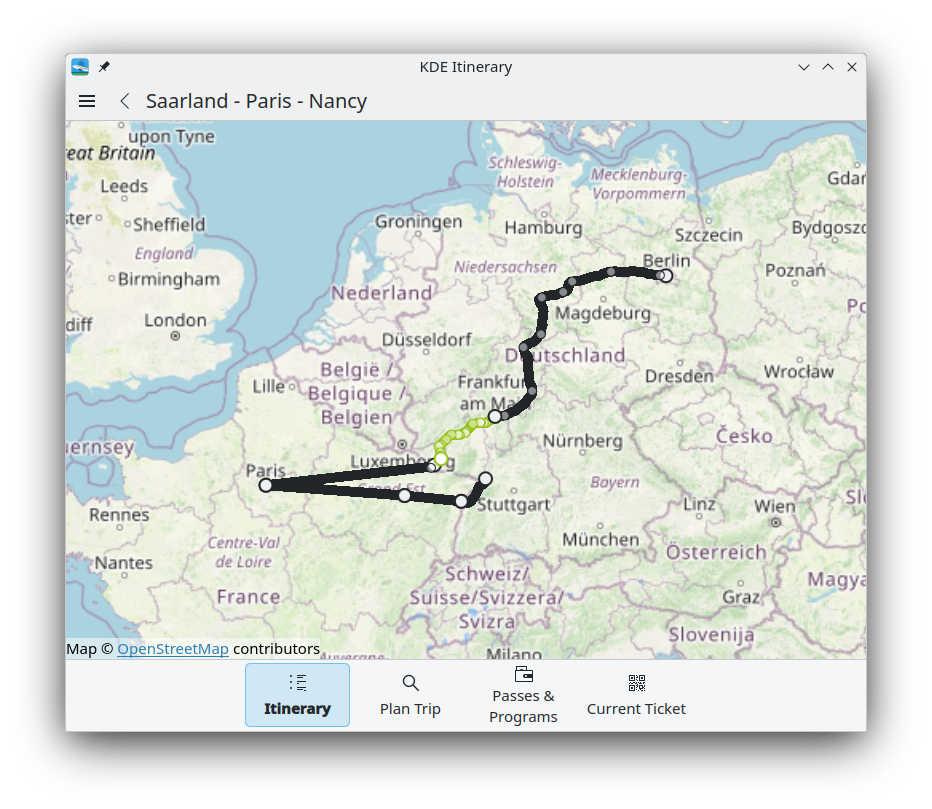 L'Itinerary pot mostrar els vostres viatges en un mapa.