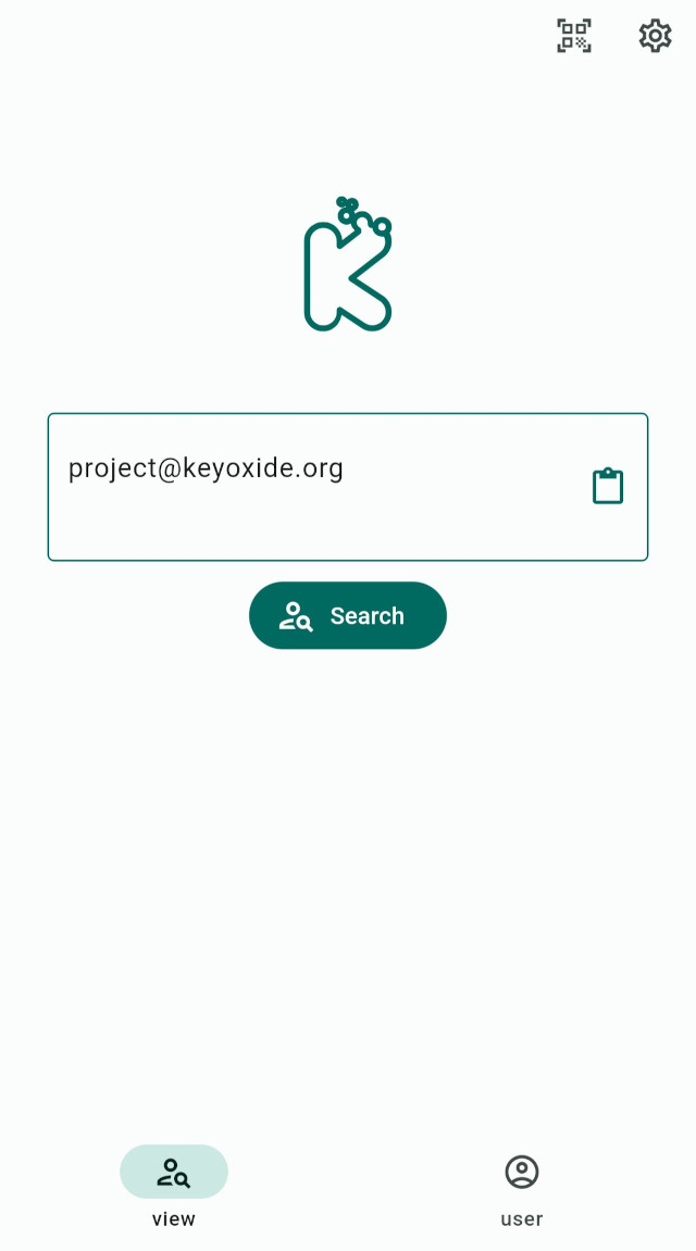 Screenshot of Keyoxide mobile app