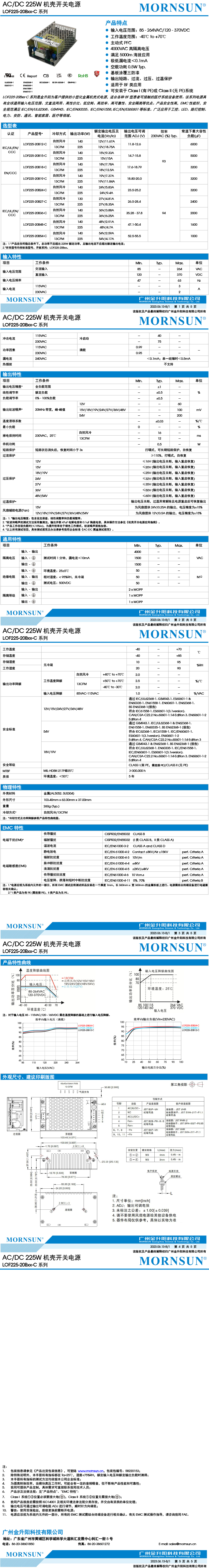 金升阳 交流电源LOF225-20B12-C 工业电源