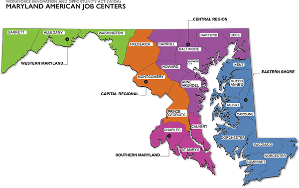 Maryland map of counties