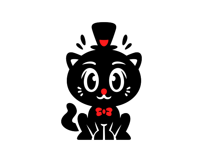 Classic Cute Black Cat Logo