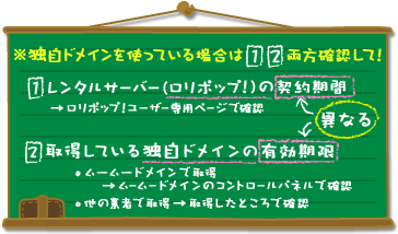 サーバーの契約期間と独自ドメインの有効期限の両方を確認しよう！