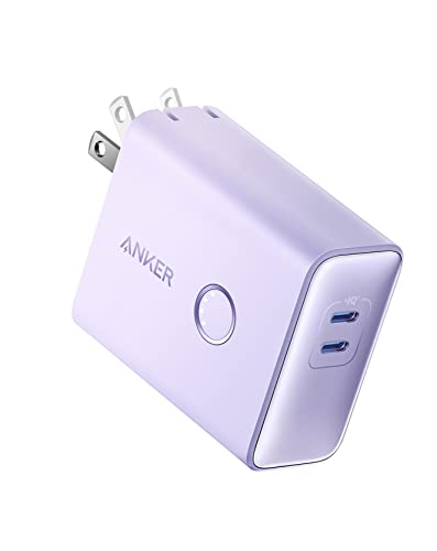 Anker 521 Power Bank (PowerCore Fusion, 45W) (5000mAh 20W出力モバイルバッテリー搭載 45W出力USB充電器)【コンセント 一体型 / PSE認証済 / PowerIQ 3.0 (Gen2) 搭載 / USB PD対応 / 折りたたみ式プラグ】iPhone 14 MacBook Air Android スマートフォン ノートPC 各種 その他機器対応 (パープル)