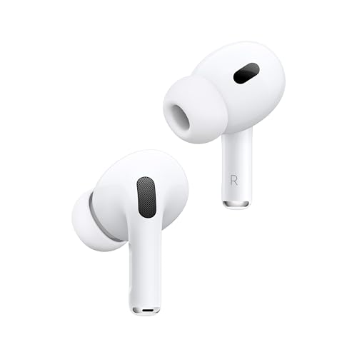 Apple AirPods Pro 2 ワイヤレスイヤーバッド、Bluetooth ヘッドフォン、アクティブノ イズキャンセリング、外部音取り込み、パーソナライズされた空間オーディオ、原音に 忠実なサウンド、H2 チップ、USB-C 充電