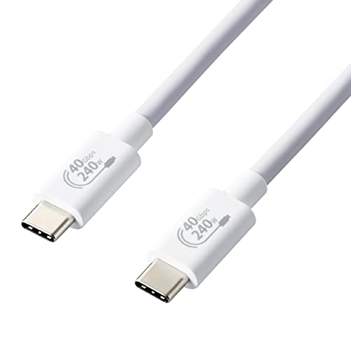 エレコム USB4 Type-C ケーブル USB PD EPR対応 超急速充電 240W USB-C & USB-C USB4規格 正規認証品 超高速データ転送 40Gbps 1m ホワイト 【 Macbook/iPad 等対応】 USB4-CCPE10NWH