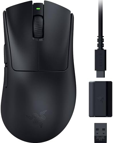 Razer レイザー DeathAdder V3 HyperSpeed ワイヤレス ゲーミングマウス 超軽量 55g 小型 コンパクトな形状でありながら自然なグリップを提供 つかみ持ち/つまみ持ちに対応 高速かつ正確なマウス操作を実現 エルゴノミック設計 Focus X 26K オプティカルセンサー デスアーダーブイスリープロ ハイパースピード 【日本正規代理店保証品】