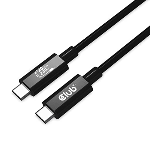 Club 3D USB4 Gen2x2 Type C 双方向 USB-IF認証ケーブル ビデオ 4K60Hz データ 20Gbps PD 240W(48V/5A) EPR オス/オス 2m (CAC-1575)