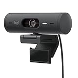 Logitech Brio 500 HD Webcam Ajuste Luz, Modo Visualización, Mics Duales con Reducción Ruido, Cubierta Privacidad Cámara Web, Cable USB-C, Streaming - Grafito