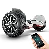 Bluewheel - HX510 Auto-Equilibrio Hoverboard, Patinete Electrico con Cubierta de Aluminio, Patin Electrico con Faros Que Cambian de Color y Altavoz Bluetooth, Blanco, 8.5 Pulgadas