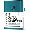 Clever Fox Check Register – Deluxe Checkbook Log with Check & Transaction Registers, Bank Account Register Booklets for Personal and Work Use, A5 Hardcover - Dark Teal