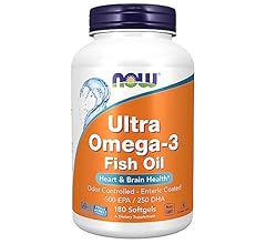 NOW Supplements, Ultra Omega-3 Molecularly Distilled and Enteric Coated, 180 Softgels