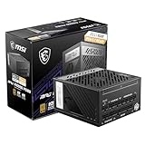 MSI MPG A1000G PCIE5 Fuente de alimentación, Enchufe EU - 1000W, 80 Plus Gold, ATX 3.0, Soporte PCIe 5.0 GPU, Condensadores Japoneses 105°C, Modo 0% RPM, Cables Planos