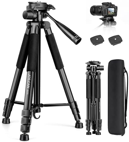 JOILCAN Tripod for Camera, Camera Tripod 67" Heavy Duty Tripod, Phone Tripod for Video Recording Photo Vlog, Aluminum Camera Tripods with Holder & Travel Bag for Camera DSLR iPhone Projector Laser