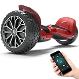 Bluewheel - HX510 Auto-equilibrio Hoverboard, Patinete Electrico con Cubierta de Aluminio, Patin Electrico con Faros que Cambian de Color y Altavoz Bluetooth, Rojo, 8.5 Pulgadas