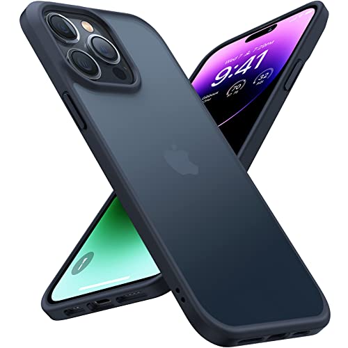 TORRAS iPhone14Pro 用 ケース 耐衝撃 米軍規格取得 半透明 指紋防止 マット感ケース 黄ばみなし ストラップホール付き 画面 レンズ保護 6.1インチ ワイアレス充電対応 アイフォン14Pro 用 カバー マットブラック Guardianシリーズ