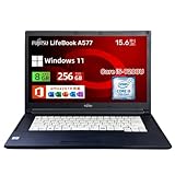 【整備済み品】富士通 ノートパソコン LifeBook A577 15.6型／第7世代CPU core i5-7200U@2.5GHz／8GB メモリ／SSD 256GB／DVD光学ドライブ／WIFI／HDMI／Win 11＆MS Office 2019搭載 ノートPC (整備済み品) image