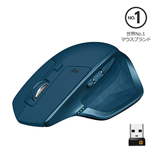 ロジクール ワイヤレスマウス 無線 マウス MX Master 2S MX2100sMT Unifying Bluetooth 高速充電式 FLOW対応 7ボタン windows mac iPad OS 対応 MX2100s ミッドナイトティール 国内正規品 2年間無償保証