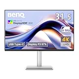 ベンキュージャパン BenQ Mac向けモニター MA320U (31.5インチ/4K UHD/ナノマットコートIPSパネル/Display P3 97%/sRGB 99%/VESA DisplayHDR 600/USB Type-C(90W給電)/HDMI×2/スピーカー内蔵(treVolo 3W×2)/高さ調整・回転/ブルーライト軽減/フリッカーフリー/Macbookに最適/シルバー筐体)