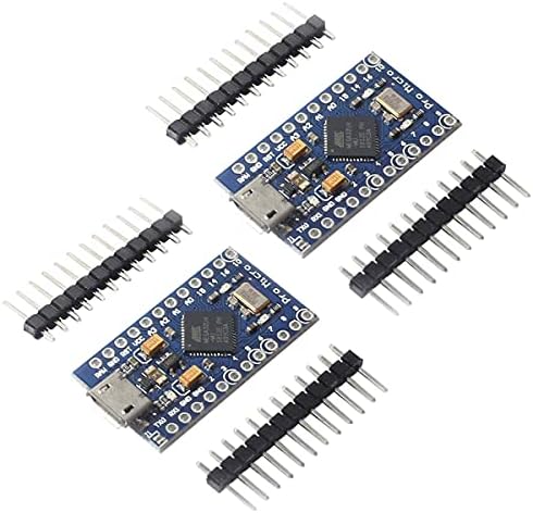 DEVMO 2PCS Pro Micro ATmega32U4 5V 16MHz Micro-USB Development Module Board with 2 Row pin Header Compatible ard-uino Leonardo Replace ATmega328 Pro Mini