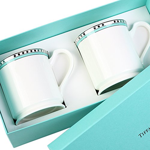 【名入れ対応可】ティファニー TIFFANY＆Co マグカップ ペアマグカップ プラチナ ブルー バンド マグカップ ボーンチャイナ (名入れなし)