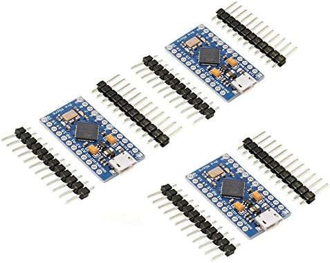 KeeYees Pro Micro ATmega32U4 5V 16MHz Micro USB Development Board Module Microcontroller for Arduino IDE Leonardo Bootloader (Pack of 3pcs)