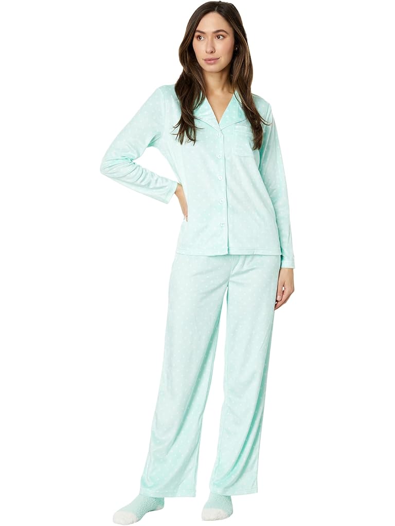 Karen Neuburger Petite Novelties Minky Fleece Long Sleeve Girlfriend PJ Set with Socks