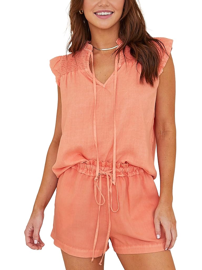 bella dahl Sleeveless Smocked Ruffle Top